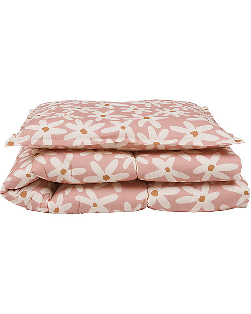 Malomi Kids Set Letto Cuscino e Trapunta XL - Blush Daises - 100% Cotone - 120x160cm Set Copripiumino
