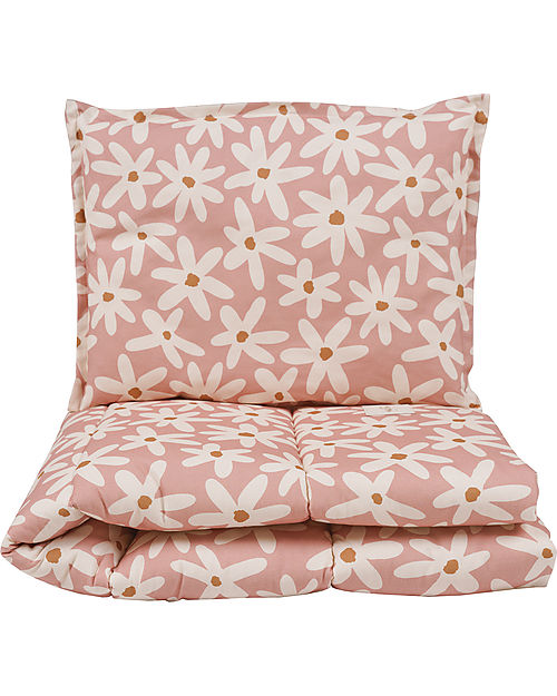 Malomi Kids Set Letto Cuscino e Trapunta XL - Blush Daises - 100% Cotone - 120x160cm Set Copripiumino