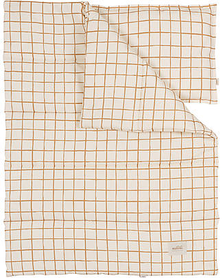 Malomi Kids Set Letto Cuscino e Trapunta XXL - Camel Check - 100% Cotone - 140x200cm Set Copripiumino