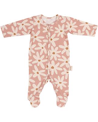 Malomi Kids Tutina Maniche Lunghe con Piedini 0-4 mesi - Blush Daisies - Jersey di Cotone Biologico Tutine Lunghe