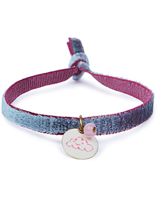 Mamijux Bracciale Dipinto a Mano - Nuvoletta - Cordino in Velluto Elasticizzato Bracciali