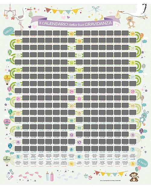 Mamijux Calendario Gravidanza Scratch da Parete, 56x65 cm - Gratta e scopri un consiglio al giorno! Decorazioni da Parete