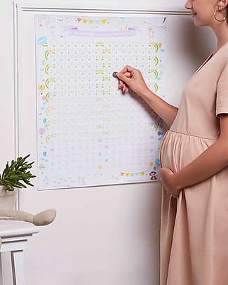 Mamijux Calendario Gravidanza Scratch da Parete, 56x65 cm - Gratta e scopri un consiglio al giorno! Posters