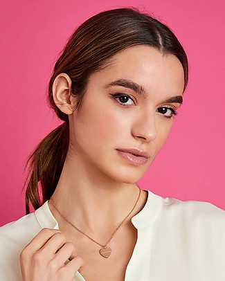 Mamijux Collana a Cuore - Oro Rosa Mamma - con Cristallo Collane