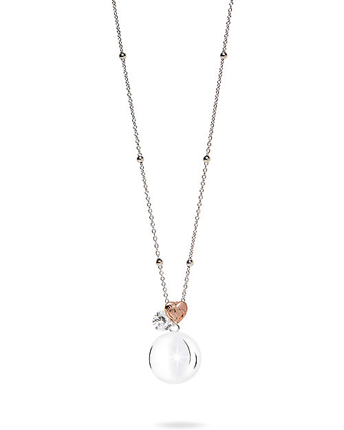 Mamijux Collana Chiama Angeli Cuore Oro Rosa con Piedini Incisi Chiama Angeli