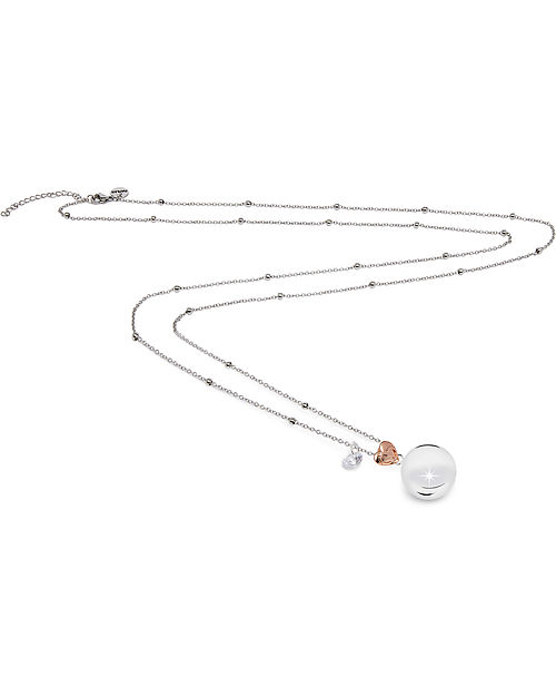 Mamijux Collana Chiama Angeli Cuore Oro Rosa con Piedini Incisi Chiama Angeli