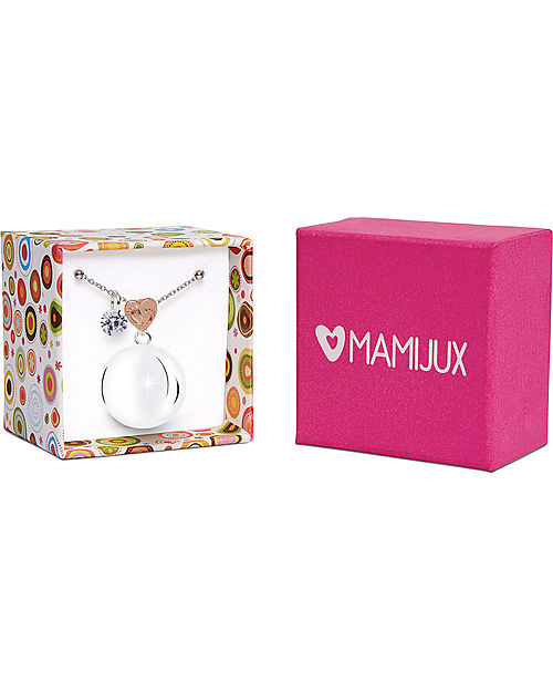Mamijux Collana Chiama Angeli Cuore Oro Rosa con Piedini Incisi Chiama Angeli