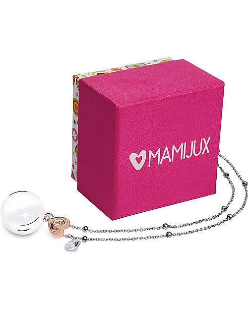 Mamijux Collana Chiama Angeli Cuore Oro Rosa con Piedini Incisi Chiama Angeli