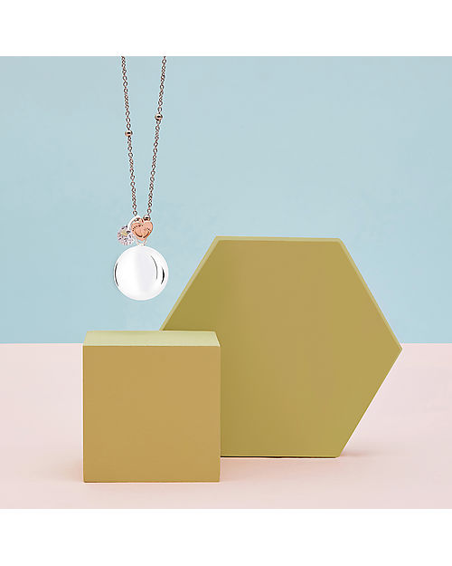 Mamijux Collana Chiama Angeli Cuore Oro Rosa con Piedini Incisi Chiama Angeli