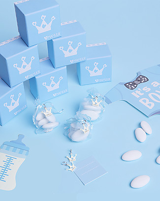 Mamijux Kit Bomboniera con Ciondolo, Azzurro - Perfetto per il battesimo Bracciali