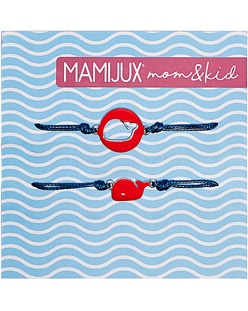 Mamijux Set da 2 Bracciali Bambini e Mamme - Balena Rossa Smaltata Bracciali