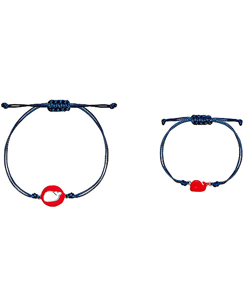 Mamijux Set da 2 Bracciali Bambini e Mamme - Balena Rossa Smaltata Bracciali