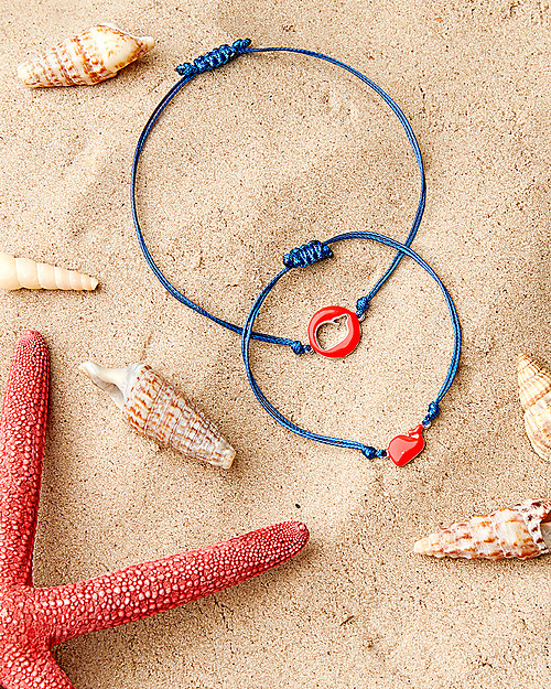 Mamijux Set da 2 Bracciali Bambini e Mamme - Balena Rossa Smaltata Bracciali