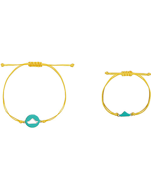 Mamijux Set da 2 Bracciali Bambini e Mamme - Barchetta Verde Acqua Smaltata Bracciali