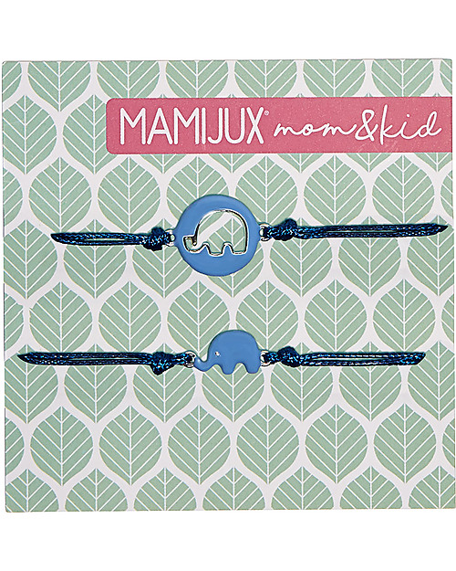 Mamijux Set da 2 Bracciali Bambini e Mamme - Elefante Blu Smaltato Bracciali