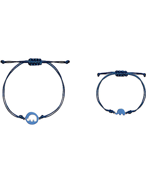 Mamijux Set da 2 Bracciali Bambini e Mamme - Elefante Blu Smaltato Bracciali
