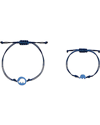 Mamijux Set da 2 Bracciali Bambini e Mamme - Elefante Blu Smaltato Bracciali