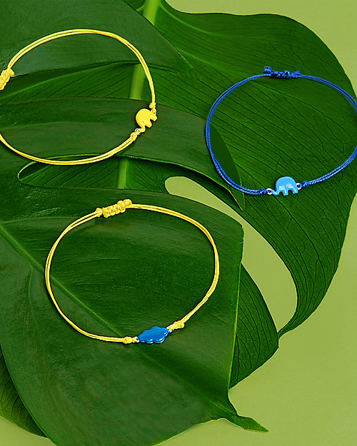 Mamijux Set da 2 Bracciali Bambini e Mamme - Elefante Blu Smaltato Bracciali
