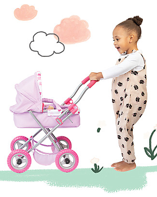 Manhattan toy Carrozzina per Bambola Baby Stella, Rosa - 56 x 54 x 37 cm Carrozzine