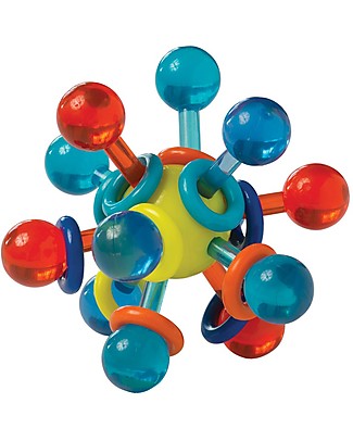 Manhattan toy Massaggiagengive e Sonaglio Atomo Trasparente, per Bèbè - Sicuro e Colorato Massaggiagengive