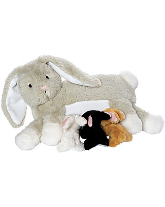 Manhattan toy Peluche di Coniglietta con i Cuccioli - Gioco Magnetico - 25 cm Peluche