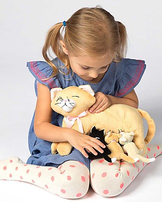 Manhattan toy Peluche di Gattina con i Cuccioli - Gioco Magnetico - 25 cm Peluche