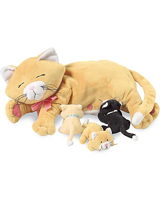 Manhattan toy Peluche di Gattina con i Cuccioli - Gioco Magnetico - 25 cm Peluche