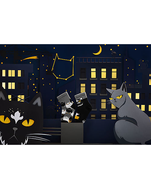 Many Mornings Calzini per Bambini - Black Cat - Cotone Pettinato Calzini