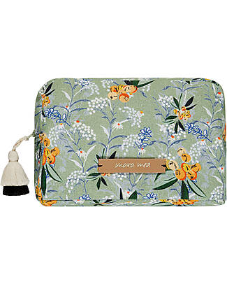 Mara Mea Beautycase - Matcha Time - Verde Salvia - 21 x 15 x 12 cm - 100% Cotone Trousse e Pochette