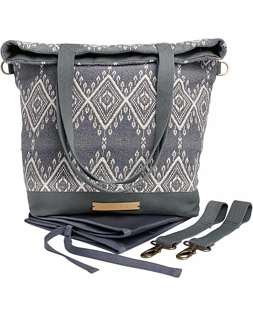 Mara Mea Borsa Fasciatoio 4 in 1 Catch a Star, Verde e Bianco - Cotone impermeabilizzato (multifunzionale & multitasche) Borse Cambio