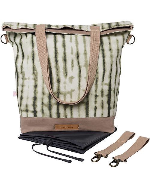 Mara Mea Borsa Fasciatoio 4 in 1 - Desert Botanicals - Verde/Crema - Cotone Impermeabilizzato Borse Cambio
