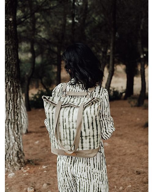 Mara Mea Borsa Fasciatoio 4 in 1 - Desert Botanicals - Verde/Crema - Cotone Impermeabilizzato Borse Cambio