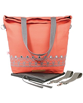 Mara Mea Borsa Fasciatoio 4 in 1 Eye Candy, Pesca - Cotone impermeabilizzato (multifunzionale & multitasche) Borse Cambio e Accessori