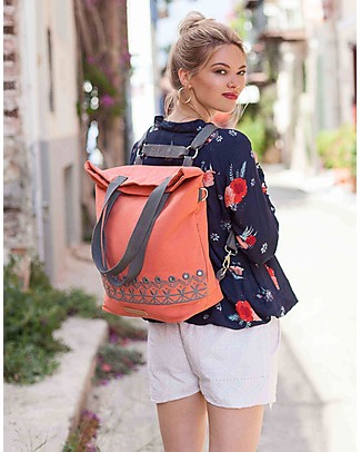 Mara Mea Borsa Fasciatoio 4 in 1 Eye Candy, Pesca - Cotone impermeabilizzato (multifunzionale & multitasche) Borse Cambio e Accessori