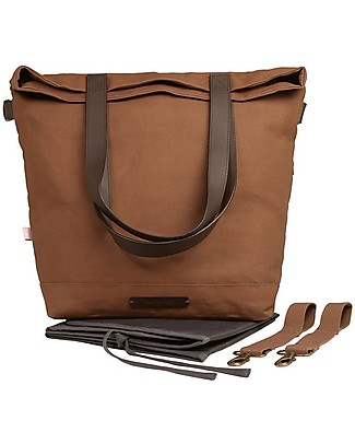 Mara Mea Borsa Fasciatoio 4 in 1 Family Trip, Marrone - Cotone impermeabilizzato (multifunzionale & multitasche) Borse Cambio e Accessori