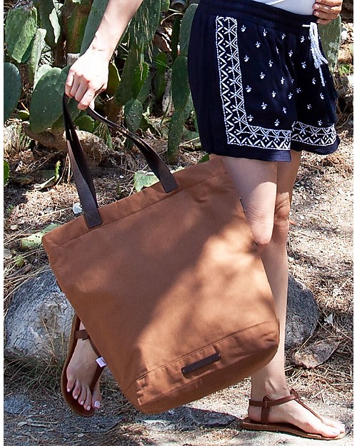 Mara Mea Borsa Fasciatoio 4 in 1 Family Trip, Marrone - Cotone impermeabilizzato (multifunzionale & multitasche) Borse Cambio