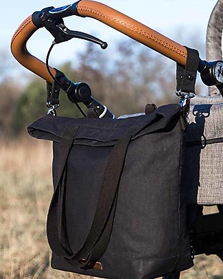 Mara Mea Borsa Fasciatoio 4 in 1 Global Traveler, Nero - Cotone impermeabilizzato (multifunzionale & multitasche) Borse Cambio