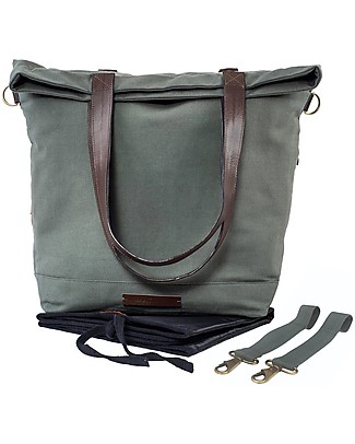Mara Mea Borsa Fasciatoio 4 in 1 Little Wanderer, Verde Oliva - Cotone impremeabilizzato (multifunzionale & multitasche) Borse Cambio e Accessori
