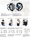 Mara Mea Borsa Fasciatoio 4 in 1 Melting Pot, Nero Dip Dye - Cotone impermeabilizzato (multifunzionale & multitasche) Borse Cambio