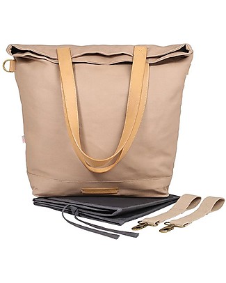 Mara Mea Borsa Fasciatoio 4 in 1 Shell Seeker, Beige - Cotone impermeabilizzato (multifunzionale & multitasche) Borse Cambio e Accessori