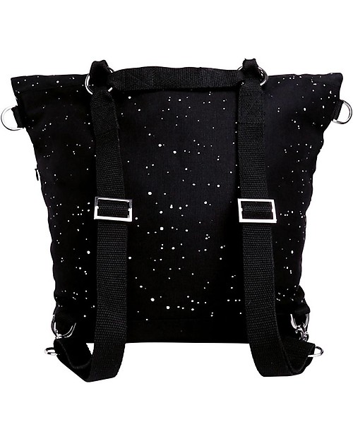 Mara Mea Borsa Fasciatoio 4 in 1 Wishing Star, Nero - Cotone impermeabilizzato (multifunzionale & multitasche) Borse Cambio