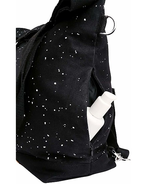 Mara Mea Borsa Fasciatoio 4 in 1 Wishing Star, Nero - Cotone impermeabilizzato (multifunzionale & multitasche) Borse Cambio