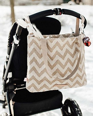 Mara Mea Borsa per Passeggino 2 in 1 - Hillside Run - Beige/Bianco - Pratica e Bella! Borse Cambio