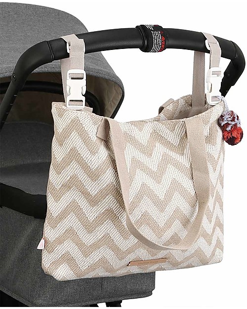 Mara Mea Borsa per Passeggino 2 in 1 - Hillside Run - Beige/Bianco - Pratica e Bella! Borse e Organizer