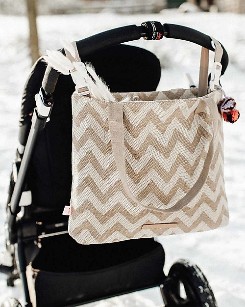 Mara Mea Borsa per Passeggino 2 in 1 - Hillside Run - Beige/Bianco - Pratica e Bella! Borse e Organizer