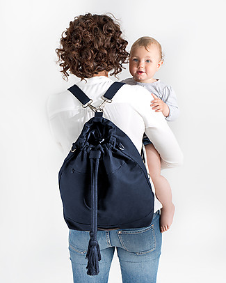 Mara Mea Borsa Zaino Cambio a Secchiello 3-in-1 Moonlight Blu - Cotone impermeabilizzato Borse Cambio