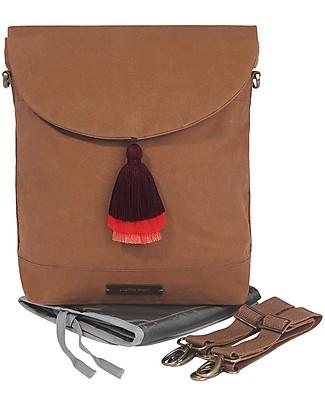Mara Mea Cartella/Tracolla Porta Pannolini 2-in-1 - City Stay Wild - Marrone - 100% Cotone Impermeabilizzato Borse Cambio