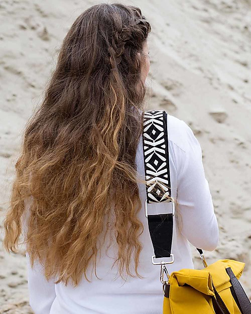 Mara Mea Cinghia per Borsa, Ethno Flair, Biano e Nero - Cotone Borse Cambio