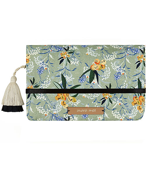 Mara Mea Pochette Porta Pannolini - Medlar Tarte - Verde Salvia - 26 x 18 cm - 100% Cotone Trousse e Pochette
