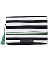 Mara Mea Pochette Porta Pannolini Modern Hippie - Righe Bianche e Nere - Tela di Cotone Borse Cambio